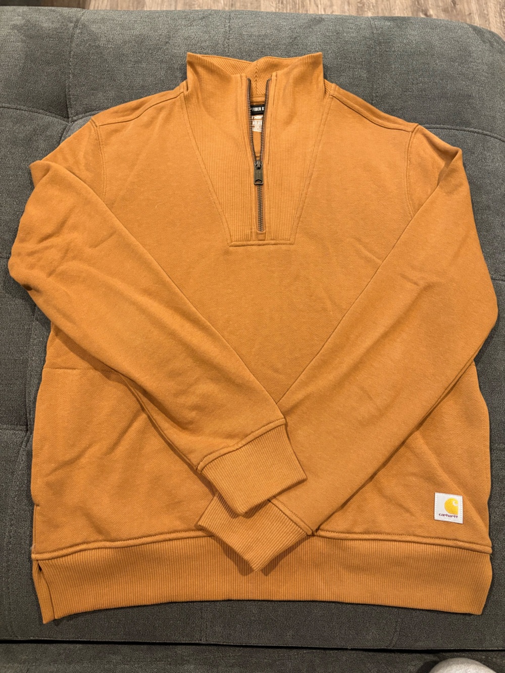 Carhartt Woman’s Carhartt Crewneck Sweatshirt in Burnt Orange with Zip Pocket